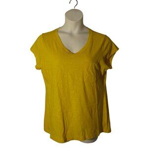 Cabi L Solid Yellow Tee Shirt Knit Top